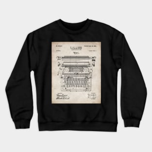 Typewriter Patent - Writer Editor Book Shop Decor Art - Antique Crewneck Sweatshirt